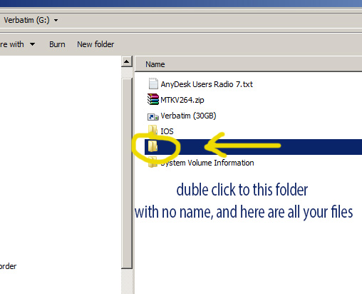 USB drive in File Explorer with the recovered folder that has no name